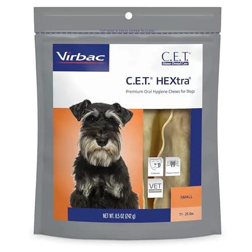 Virbac C.E.T. Hextra Premium Oral Hygiene Chews for Small Dogs (11-25 lbs) | Veterinarian-Trusted Dental Care thumbnail 1