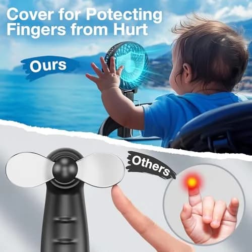 VersionTECH. Portable Handheld Fan with USB Rechargeable Battery, 3-Speed Foldable Mini Fan, Black | 10cm (3.94 inch) Fan Diameter thumbnail 5