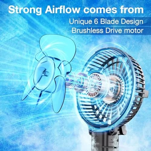 VersionTECH. Portable Handheld Fan with USB Rechargeable Battery, 3-Speed Foldable Mini Fan, Black | 10cm (3.94 inch) Fan Diameter thumbnail 2