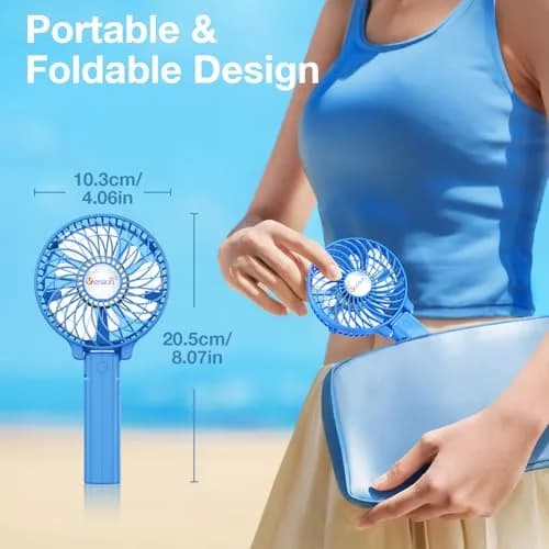 VersionTECH. Portable Handheld Fan with Replaceable Battery | 10cm Fan Diameter (3.94 Inch), 20cm Height (7.87 Inch) | USB Rechargeable thumbnail 5