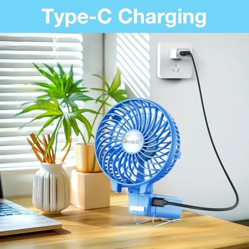 VersionTECH. Portable Handheld Fan with Replaceable Battery | 10cm Fan Diameter (3.94 Inch), 20cm Height (7.87 Inch) | USB Rechargeable thumbnail 8