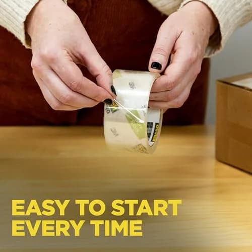 Scotch Sure Start Shipping Packaging Tape 1.88" x 22.2 yd | Quiet Unwind, No Splitting, Clear, 1 Dispensered Roll thumbnail 4