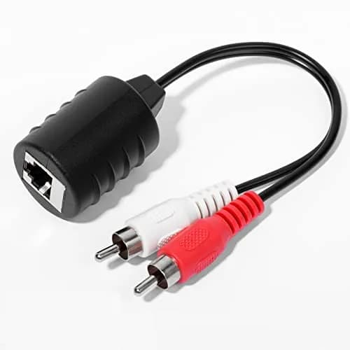 LINESO Bi-Directional 3.5mm to RCA Stereo Audio Balun Extender Over Cat5/6 Cable (Set of 2) | Extends Audio Up to 240ft thumbnail 3