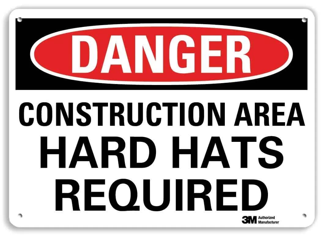 SmartSign Danger - Construction Area, Hard Hats Required Sign | 10" x 14" Reflective Aluminum - main product image