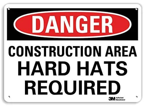 SmartSign Danger - Construction Area, Hard Hats Required Sign | 10" x 14" Reflective Aluminum thumbnail 1
