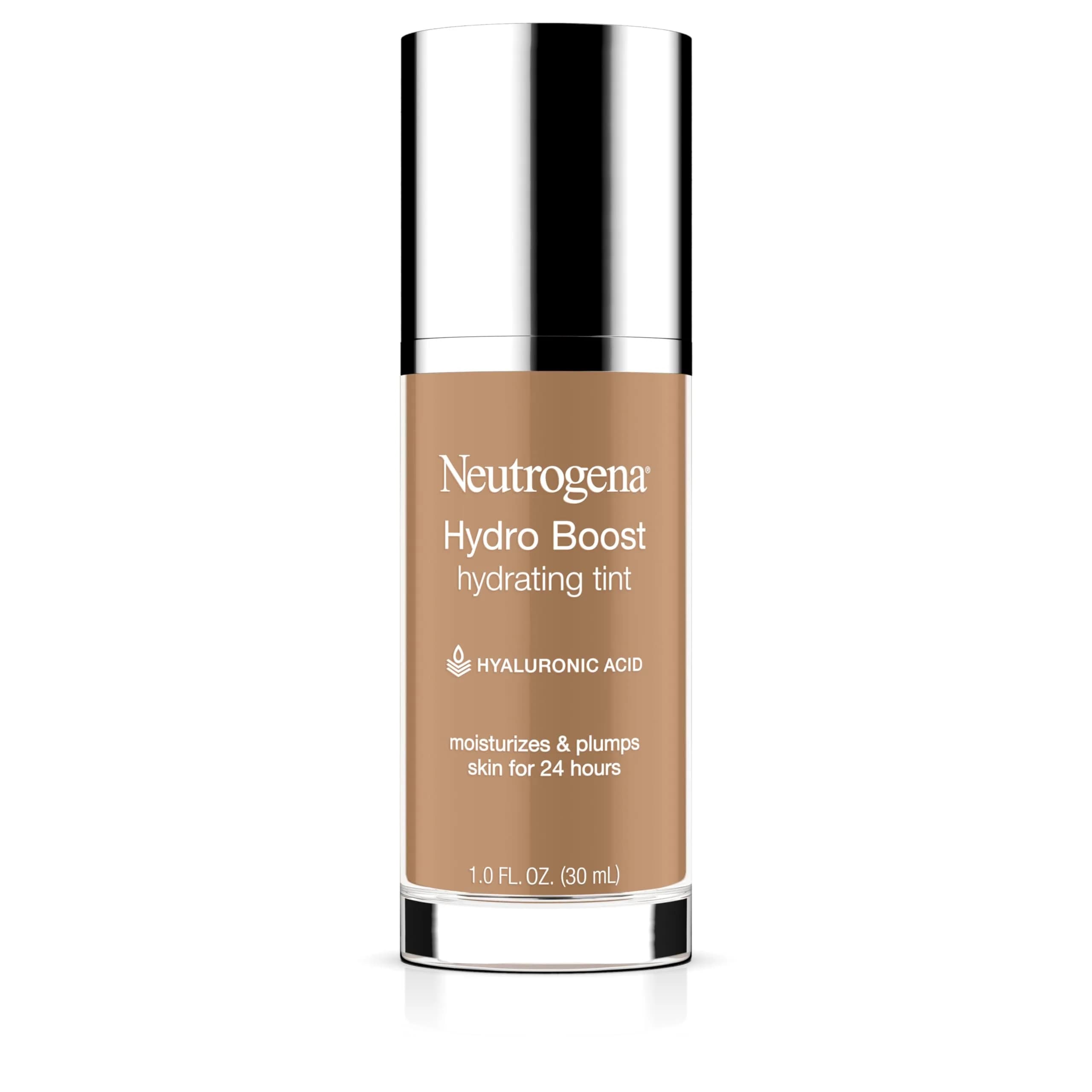Neutrogena Hydro Boost Tint Foundation Makeup 10 Classic Ivory 1.0 fl oz | Hydrating, Oil-Free, Sheer Coverage — Caramel 105