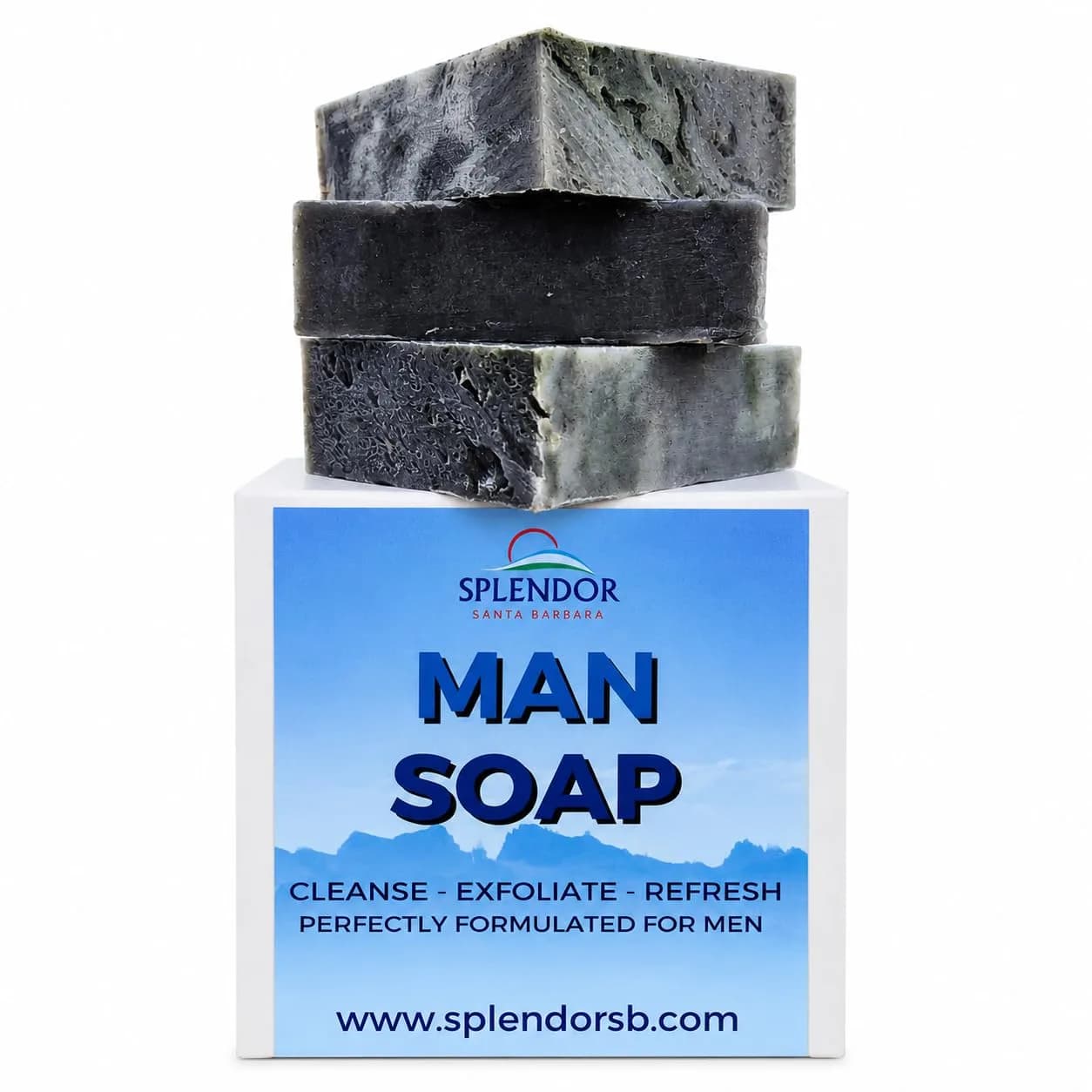 Splendor Santa Barbara Natural Soap for Men (10.5 oz) – Handmade Cold-Process Bars with Oils, Shea Butter & Clays – Long-Lasting Outdoors Mountain Scent - main product image