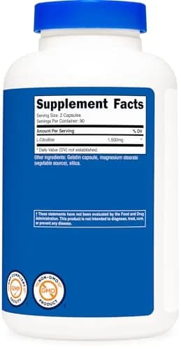 Nutricost L-Citrulline 1500mg | Gluten Free, GMO-Free Capsules for Athletes & Gym-Goers thumbnail 5