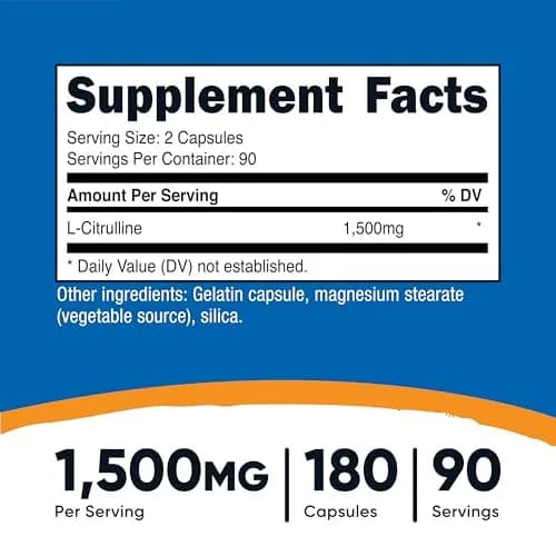 Nutricost L-Citrulline 1500mg | Gluten Free, GMO-Free Capsules for Athletes & Gym-Goers thumbnail 2
