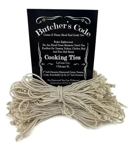 Butcher's Code Rotisserie Cooking Ties – 50 Heat-Safe Cotton Elastic Loops | Secure Poultry & Meat thumbnail 1