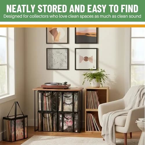 Evelots Vinyl Record Storage Bags 3-Pack (Holds 108 LP Albums) | Clear PVC & Polyester Canvas thumbnail 7