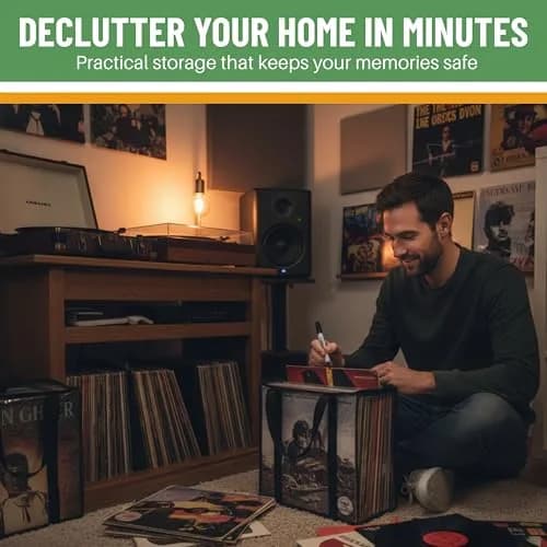 Evelots Vinyl Record Storage Bags 3-Pack (Holds 108 LP Albums) | Clear PVC & Polyester Canvas thumbnail 8