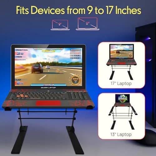 Pyle Portable Dual Laptop Stand - Adjustable Height, Ergonomic & Anti-Slip for DJ Mixer, Sound Equipment & Home Use thumbnail 5