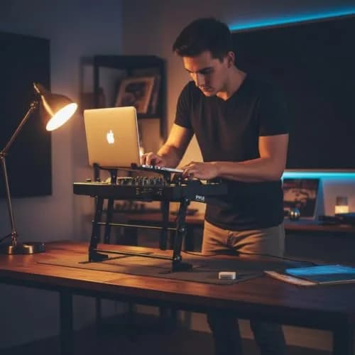 Pyle Portable Dual Laptop Stand - Adjustable Height, Ergonomic & Anti-Slip for DJ Mixer, Sound Equipment & Home Use thumbnail 2