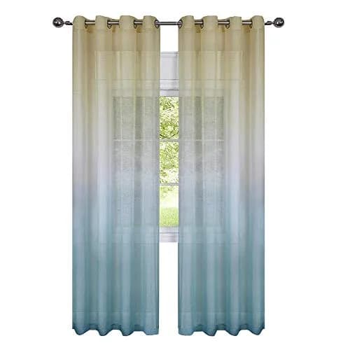 GoodGram 2 Pack Semi Sheer Ombre Grommet Curtain Panels - Assorted Colors (Citrus Multi) | Modern Ombre Design thumbnail 2