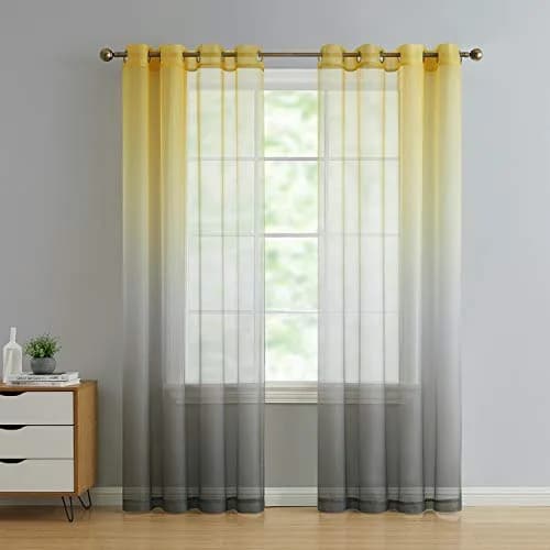 GoodGram 2 Pack Semi Sheer Ombre Grommet Curtain Panels | Assorted Colors (52x84 in) thumbnail 1