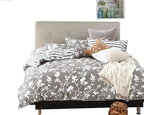 Swanson Beddings Leafy Vines 3-Piece 100% Cotton Bedding Set | Modern Reversible Duvet Cover Queen thumbnail 1