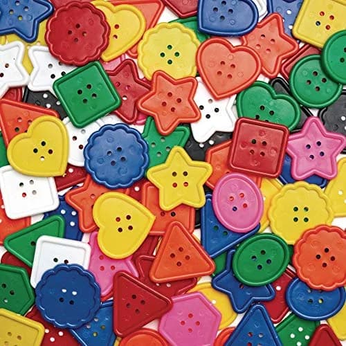 Colorations Really Big Bright Buttons, 130 Pieces (1 lb / 0.45 kg), 8 Shapes, Assorted Colors | Jumbo Craft Buttons for Kids thumbnail 1