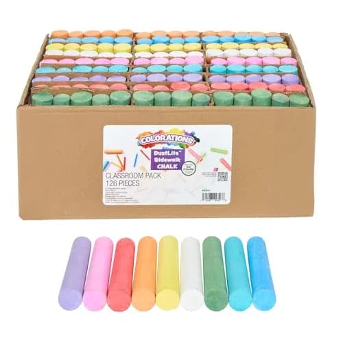 Colorations Jumbo Washable Sidewalk Chalk, 126 Pieces (4" x 1" Each) | Vibrant Colors for Outdoor Art thumbnail 1