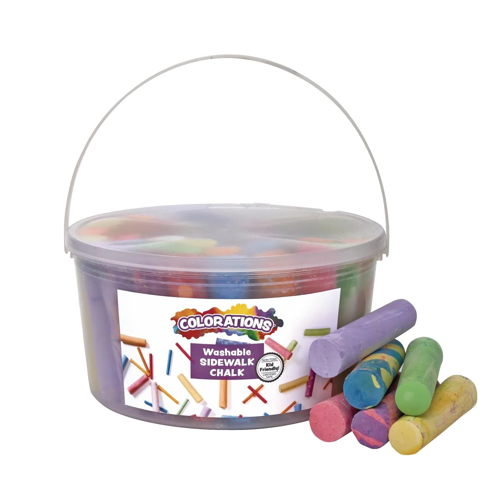 Colorations Sidewalk Chalk Set 50 Jumbo Pieces 4" x 1" | ASTM Certified Non-Toxic & Washable Art Colors - main product image