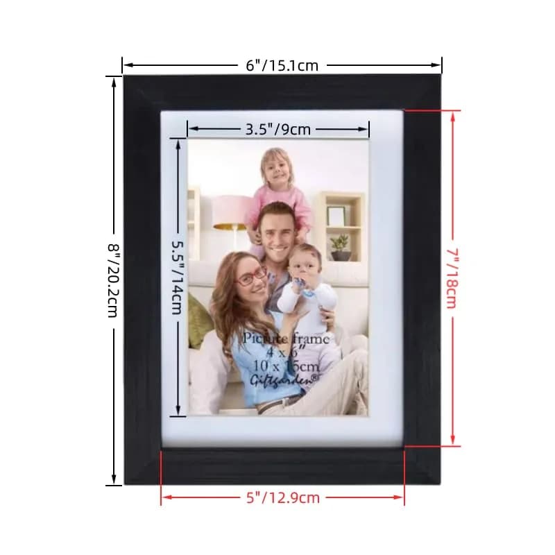 Giftgarden 4x6 Picture Frame Set of 8 | Wall & Tabletop Display with White Mats, Black Finish thumbnail 4