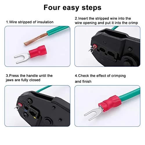 Baomain Red Fork Spade Insulated Terminal Connectors | 200-Pack, 22-16 AWG (0.5-1.5mm²), #8 Stud (4.3mm) thumbnail 4