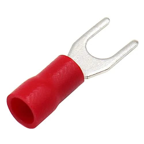 Baomain Red Fork Spade Insulated Terminal Connectors | 200-Pack, 22-16 AWG (0.5-1.5mm²), #8 Stud (4.3mm) thumbnail 8