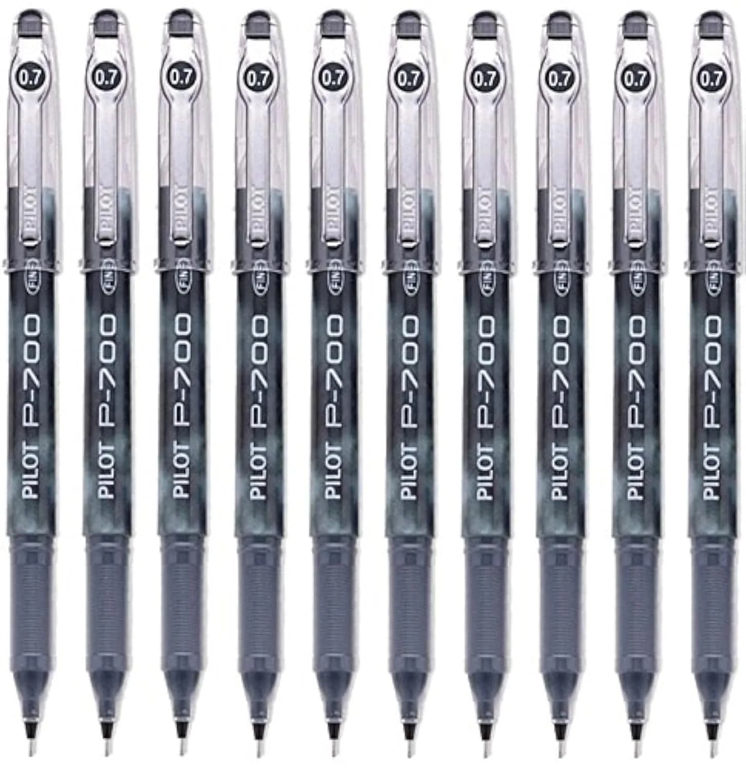 PILOT P-700 Rollerball Stick Gel Pen, Black Ink, Fine Point 10-Pack | Smooth Writing Gel Pens for Students and Office