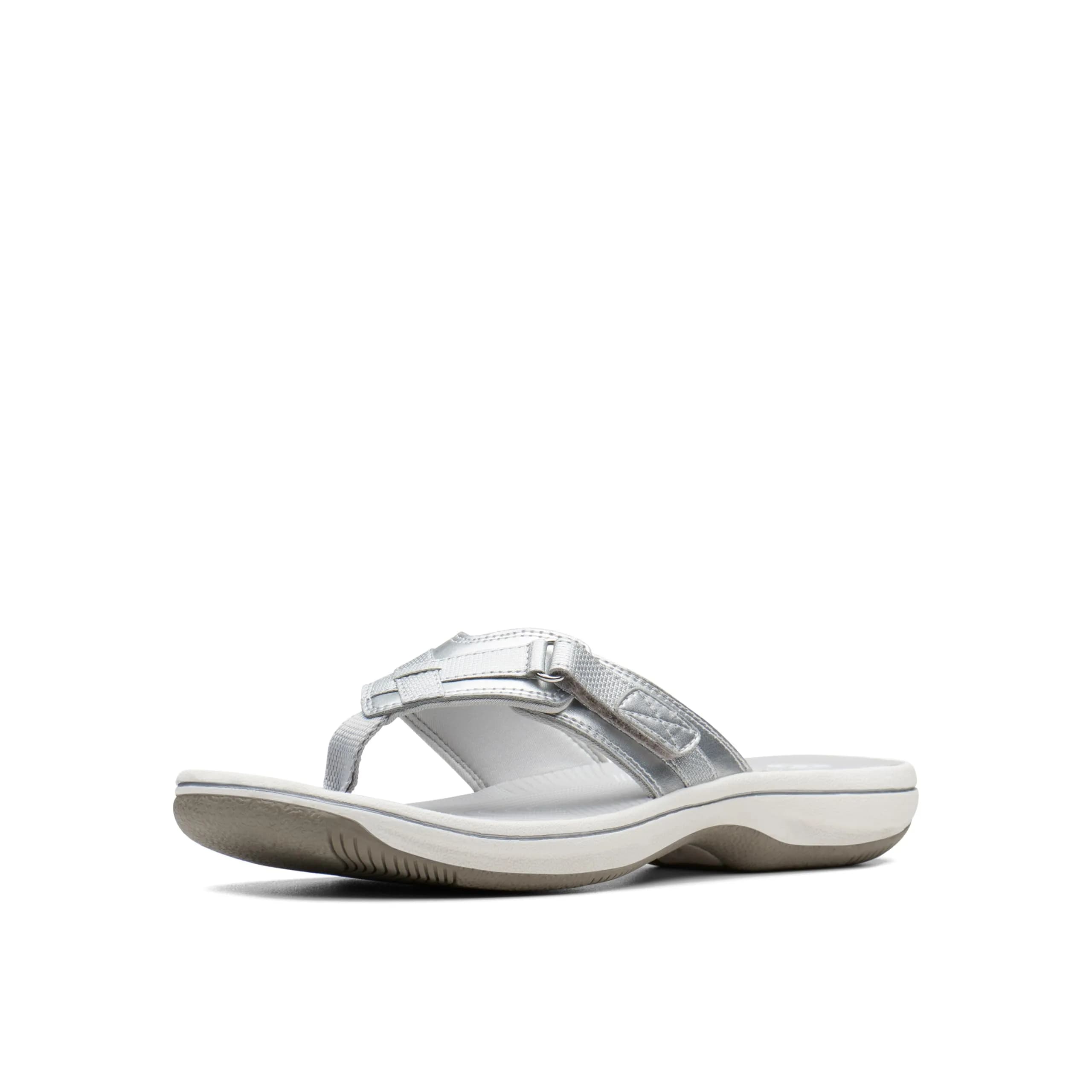 Clarks Breeze Sea Flip-Flop 9 | Silver Synthetic, Lightweight & Comfortable