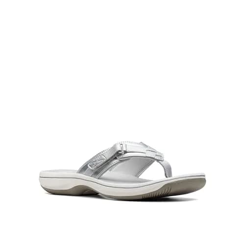 Clarks Breeze Sea Flip-Flop 9 | Silver Synthetic, Lightweight & Comfortable thumbnail 9