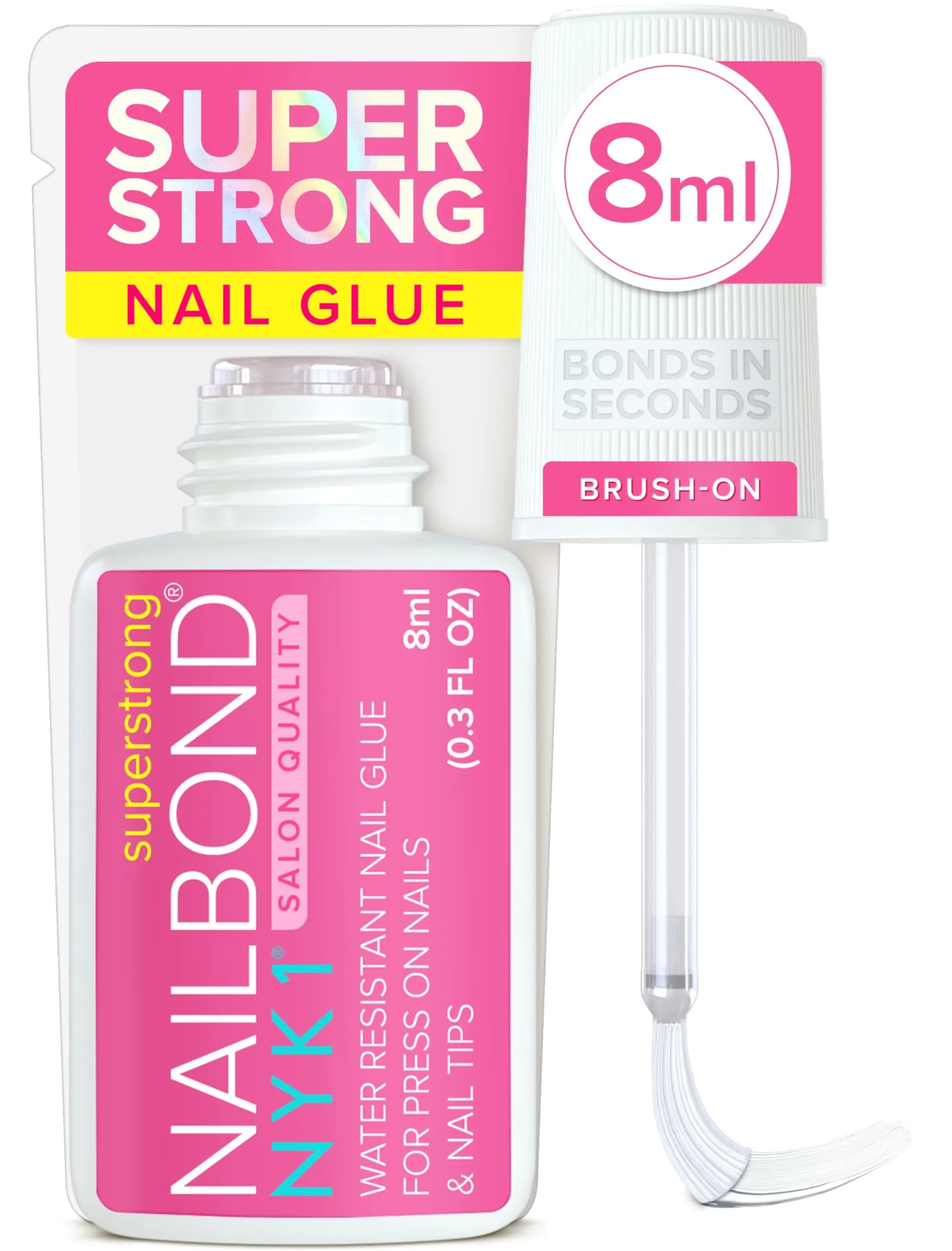NYK1 NailBond Super Strong Nail Glue for Press On Nails, Nail Tips & Acrylics | 8ml (0.27 Fl Oz)