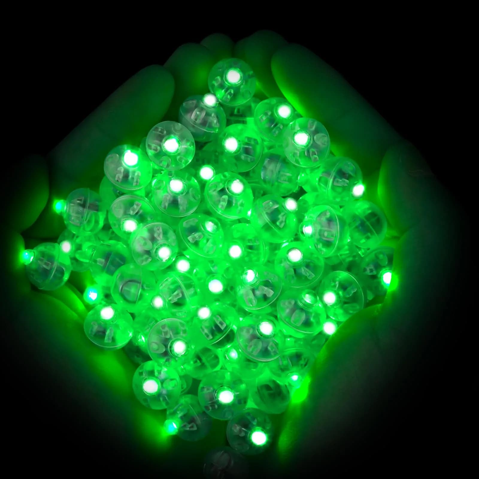 Neo LOONS White Round LED Ball Lamp Lights 1.7cm (0.67 inch) Diameter | 100 pcs for Paper Lanterns & Balloons — Green