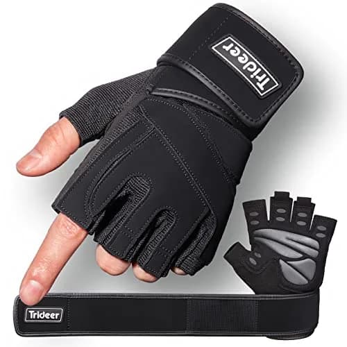 Trideer Workout Gloves with Wrist Wraps - Full Palm Protection & Extra Grips - Small thumbnail 1