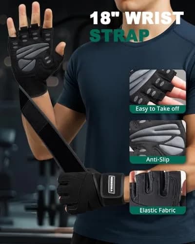 Trideer Workout Gloves with Wrist Wrap Support | Full Palm & Wrist Stability for Men thumbnail 5