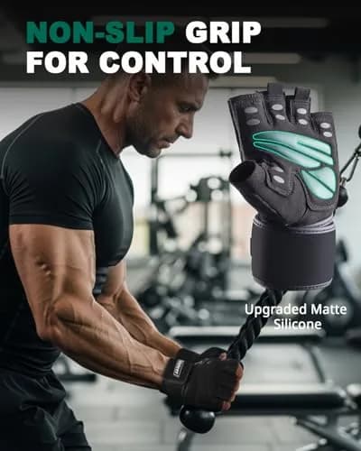 Trideer Workout Gloves with Wrist Wrap Support | Full Palm & Wrist Stability for Men thumbnail 4