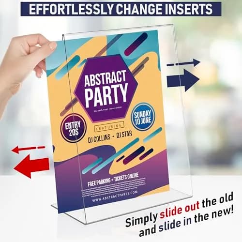 Dasher Products Acrylic Sign Holder 8.5 x 11 | Slant Back Display Stand for Office & Table Signs thumbnail 5