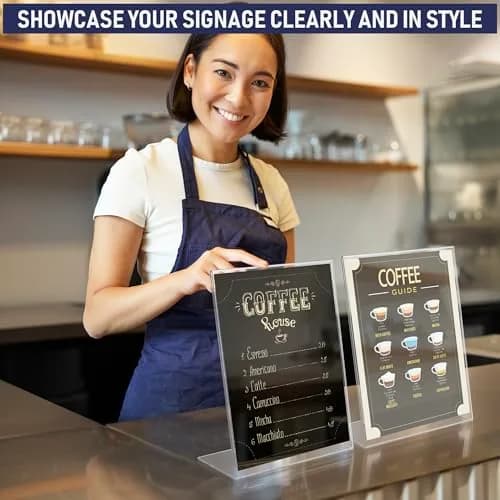 Dasher Products Acrylic Sign Holder 8.5 x 11 | Slant Back Display Stand for Office & Table Signs thumbnail 7