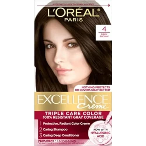 L'Oreal Paris Excellence Triple Protection Permanent Hair Color Creme, Dark Brown 4 | Long-Lasting Gray Coverage (120 chars) thumbnail 2