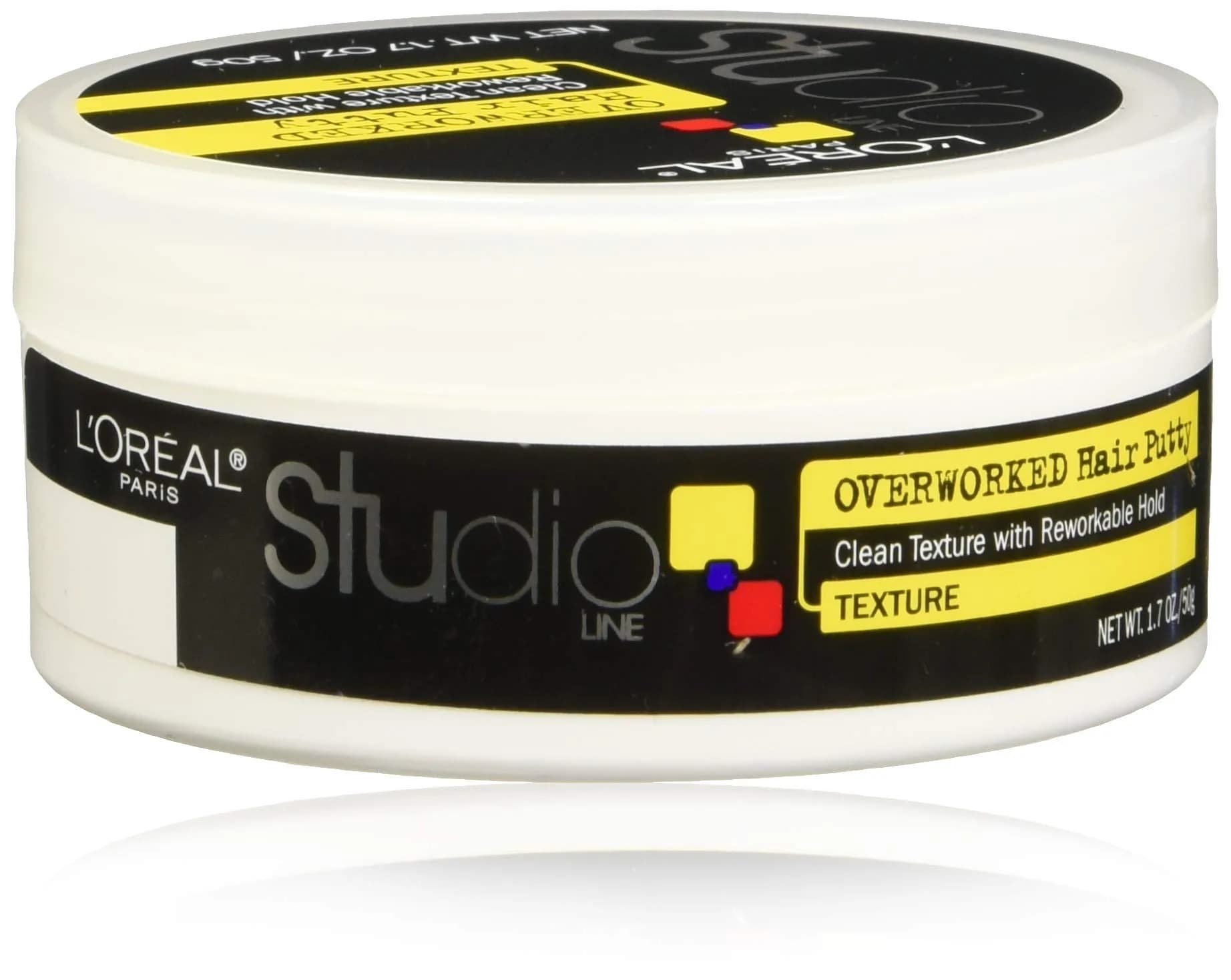 L'Oreal Paris Studio Line Overworked Hair Putty 1.7 oz (Pack of 4) | Flexible Hold & Matte Finish — 1.