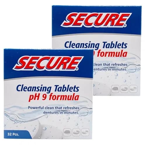 Secure Denture Cleaning Tablets 64 Count | pH 9 Formula for Deep Disinfection thumbnail 1