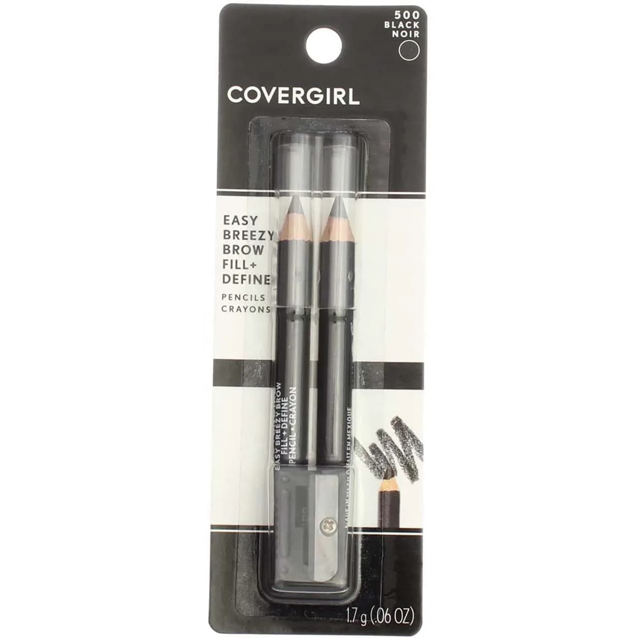 COVERGIRL Professional Brow & Eye Makers Eyeliner Pencil, Midnight Black 500, 1.8g (Pack of 10) | Twin Pencils for Brows & Eyes - main product image