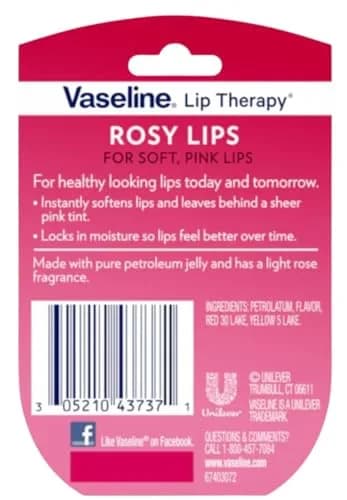 Vaseline Lip Therapy Rosy Lips 0.25 Ounce (Pack of 7) - Tinted Healing Balm thumbnail 3