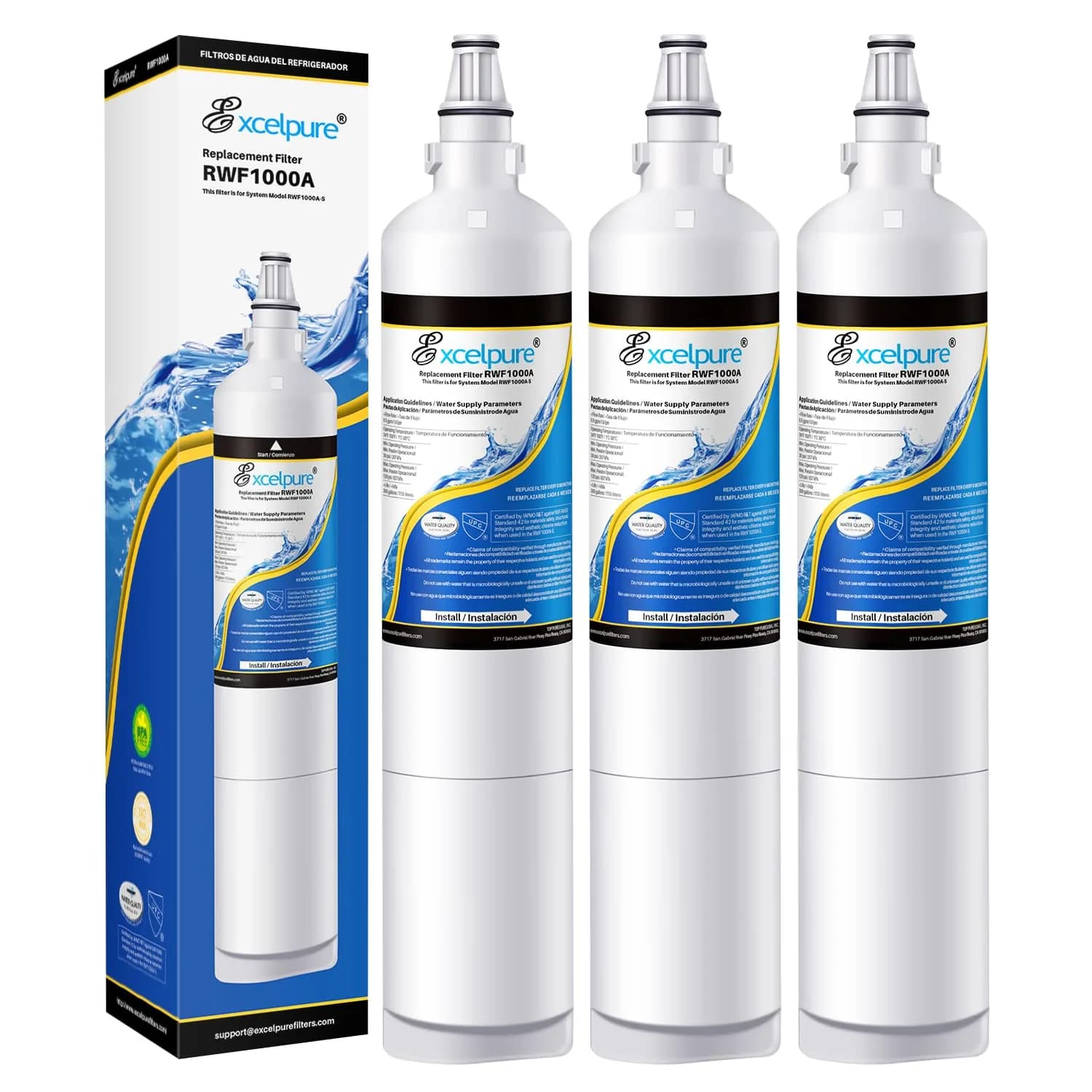 EXCELPURE Water Filter Replacement for LG LT600P 3-Pack | NSF Certified, 99.99% Sediment & Turbidity Filtration