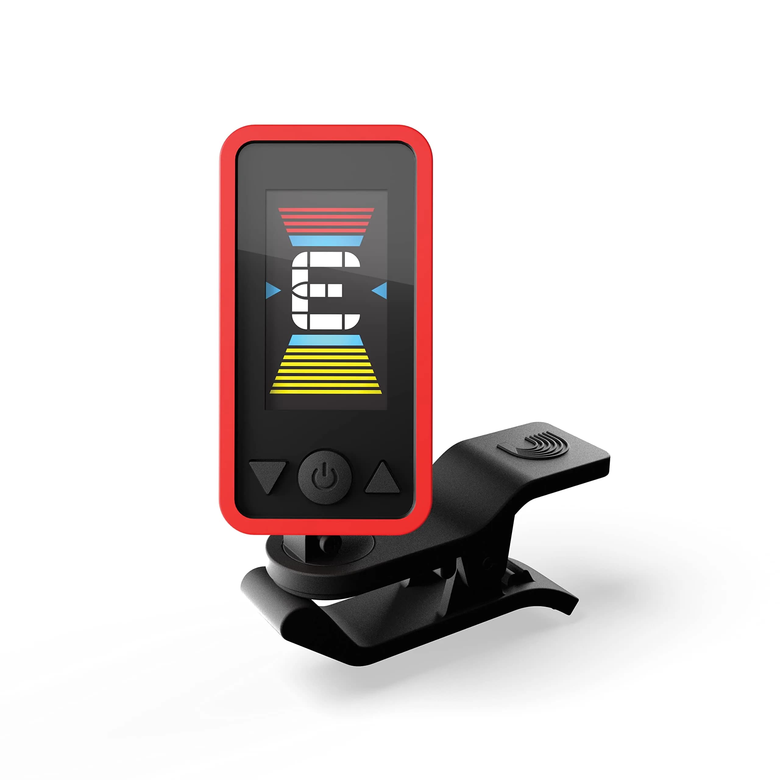 D'Addario Eclipse Rechargeable Headstock Clip-On Guitar Tuner, Black | 24 Hours Tuning Time — Red