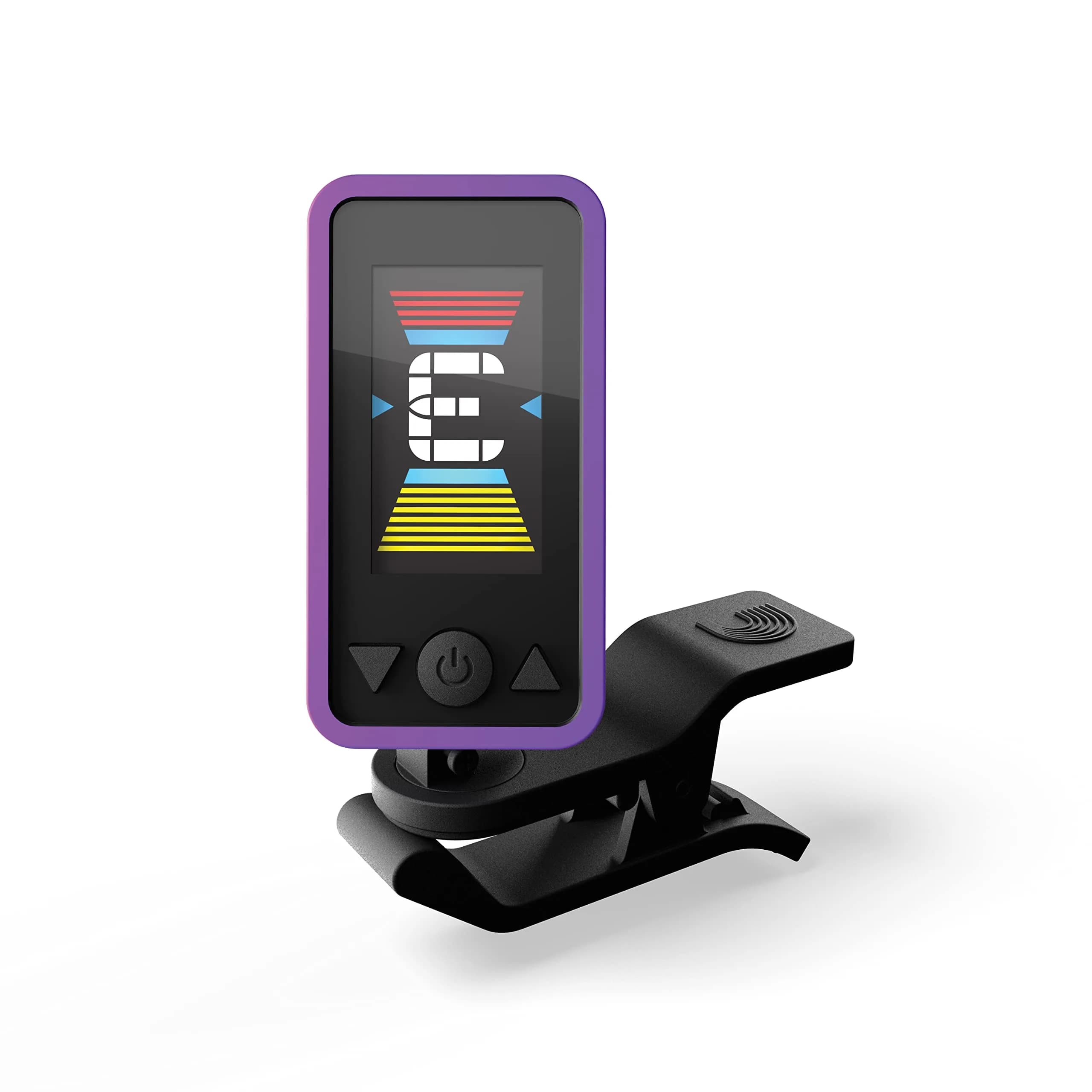 D'Addario Eclipse Rechargeable Headstock Clip-On Guitar Tuner, Black | 24 Hours Tuning Time — Purple