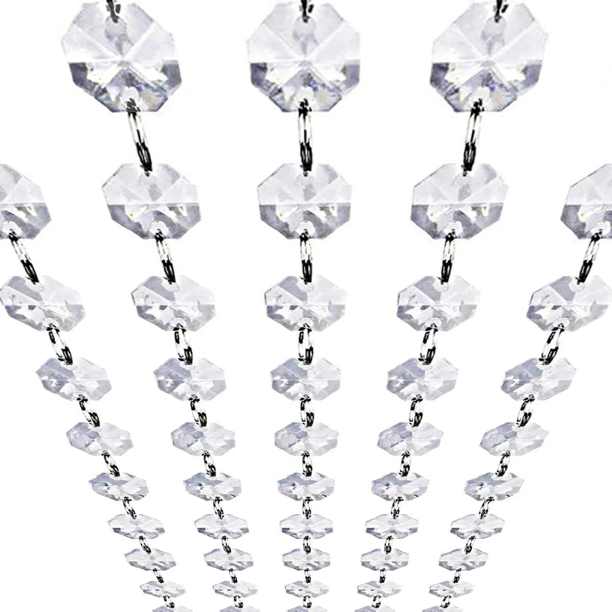 KinHom 33ft K9 Glass Crystal Garland Strands - Hanging Bead Chain for Wedding & Christmas Decor — Acrylic / 16 feet