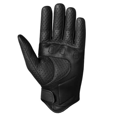 Jackets 4 Bikes Perforated Black Leather Motorcycle Gloves Small | Premium Aniline Goat Leather with Gel Palm Grip thumbnail 3