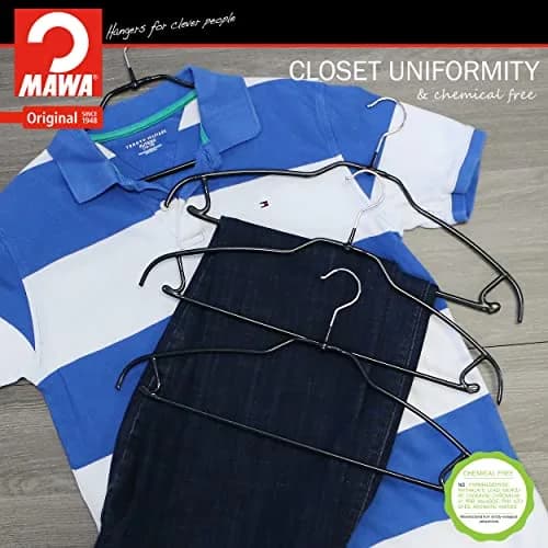 MAWA Silhouette Ultra-Thin Series Clothes Hanger 16.25" Black | Space Saving, Non-Slip, Pant & Skirt Hooks thumbnail 6