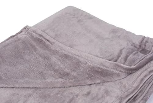 BIRDROCK HOME Plush Throw Blanket Grey 90x90 | Ultra Soft Microfiber Couch & Travel thumbnail 3