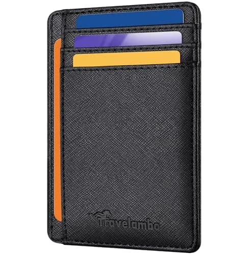 Travelambo Slim Wallet Front Pocket Minimalist Leather RFID Blocking Medium Size | Compact & Secure thumbnail 1